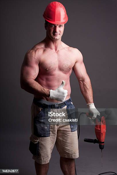 Muscular Construction Worker Stock Photo - Download Image Now - Muscular Build, Repairman, Men