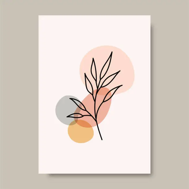 Vector illustration of Leaf illustrations with abstract background. Abstract Art design for print, cover, wallpaper, Minimal and natural wall art. Vector illustration.