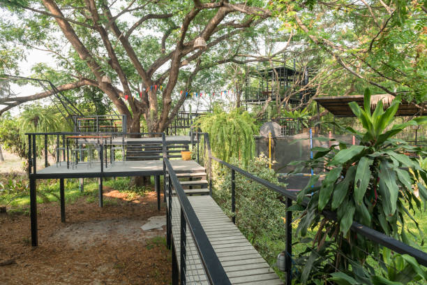 istock skywalk path to building to see beautiful spring garden 1482432658