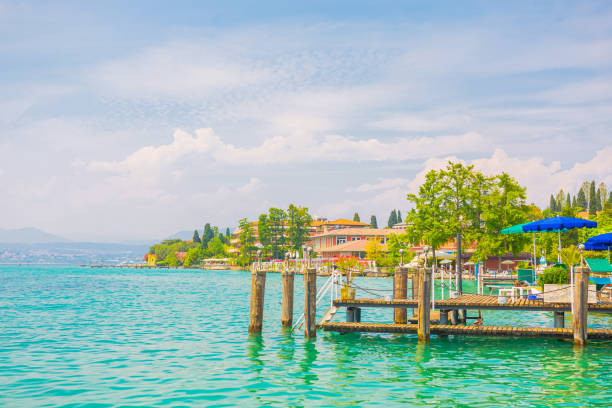 garda lake. italy. europe. summer journey - textured nature hurricane caribbean sea imagens e fotografias de stock