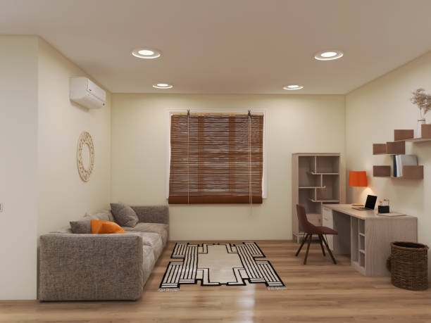 istock Living room interior 3d render, 3d illustration 1482457427