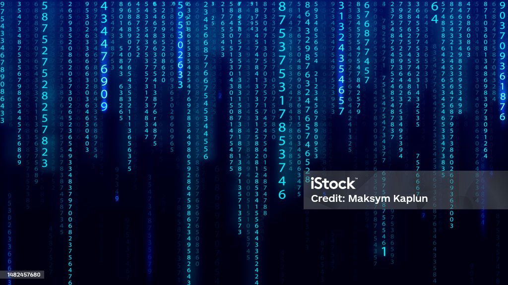 Numbers Stream Binary Fall Blue Matrix Background Falling Numbers On Screen Technology Stream ...