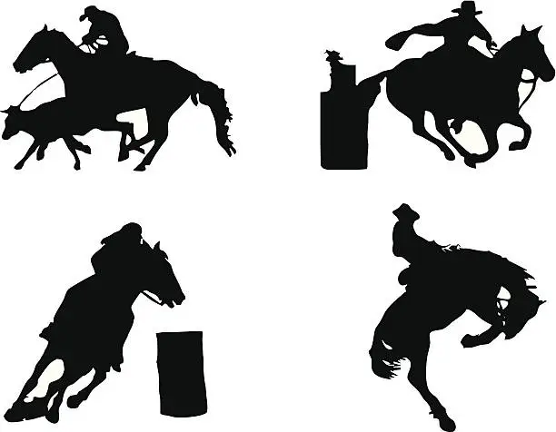 Vector illustration of Equestrian sports: Rodeo
