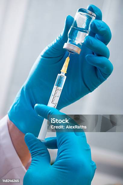 Injection Stock Photo - Download Image Now - Vaccination, Syringe, Bottle