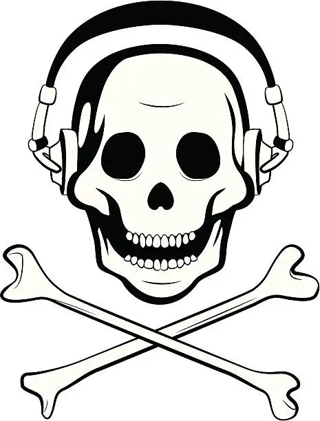 Vector illustration of Skull with headphones