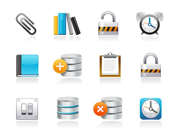 Vector illustration of Office Database Icons Set