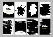 istock Grunge textures set. Abstract graffiti backgrounds. Brush strokes, spots, scratches, stripes, dots. Sketch monochrome vector illustrations isolated on a white background. 1482473483