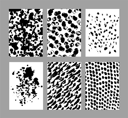 istock Grunge textures set. Abstract graffiti backgrounds. Brush strokes, spots, scratches, stripes, dots. Sketch monochrome vector illustrations isolated on a white background. 1482473610