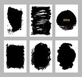 istock Grunge textures set. Abstract graffiti backgrounds. Brush strokes, spots, scratches, stripes, dots. Sketch monochrome vector illustrations isolated on a white background. 1482473611
