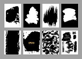 istock Grunge textures set. Abstract graffiti backgrounds. Brush strokes, spots, scratches, stripes, dots. Sketch monochrome vector illustrations isolated on a white background. 1482473641