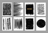 istock Grunge textures set. Abstract graffiti backgrounds. Brush strokes, spots, scratches, stripes, dots. Sketch monochrome vector illustrations isolated on a white background. 1482473693