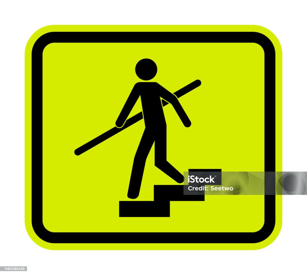 Near Miss Fall Sign Railing Avoid A Fall Use Handrails Sign Stock Illustration - Download Image Now ...