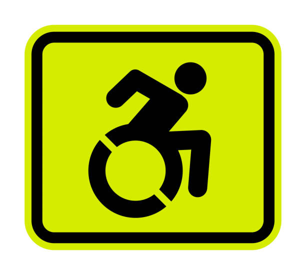 barrierefreies parkschild auf weißem hintergrund - disabled accessible boarding sign stock-grafiken, -clipart, -cartoons und -symbole