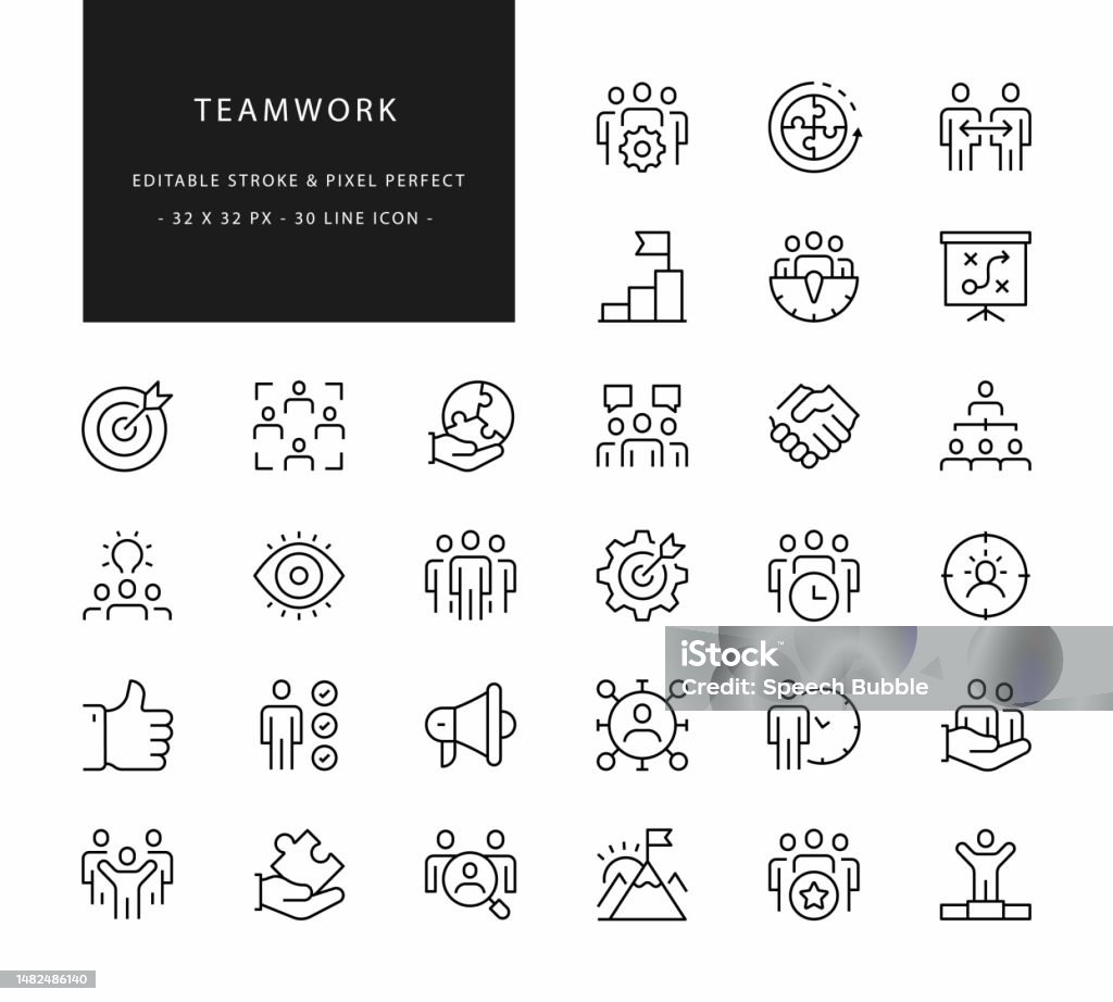 Icone della linea Teamwork. Tratto modificabile. Pixel perfetto. - arte vettoriale royalty-free di Icona Icone della linea Teamwork. Tratto modificabile. Pixel perfetto. - arte vettoriale royalty-free di Icona