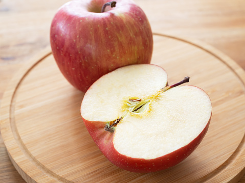 Sliced apple on a  cutting board
