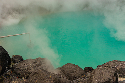 Empty thermal pool near Myvatn lake, Iceland