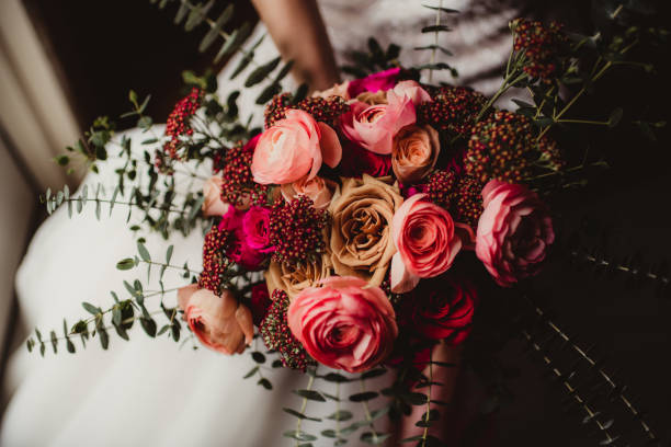 istock Bridal bouquet with roses and eucalyptus 1482502226