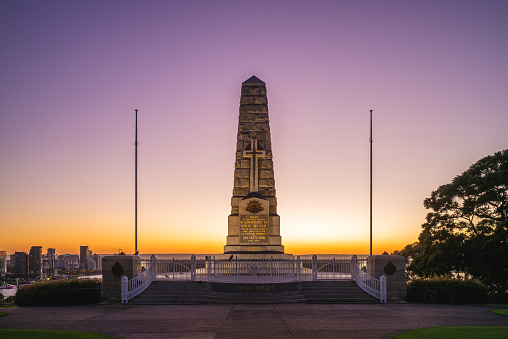 January 17, 2019: The State War Memorial Cenotaph at kings park in perth, australia, unveiled in the year of the Centenary of Western Australia, 24 November 1929, by the Governor Sir William Campion