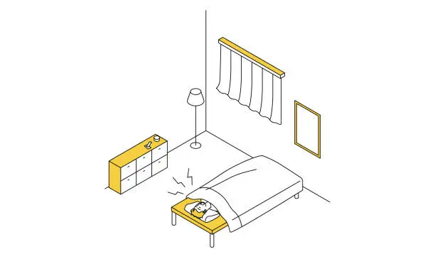 Vector illustration of Noise problems in rental properties: Snorers
