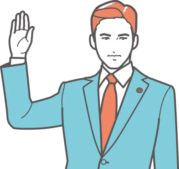 Vector illustration of Lawyers to raise their hands and take the oath of office.