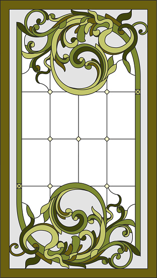 Stainedglass Panel In A Rectangular Frame Classic Window With Abstract ...