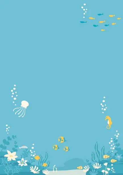 Vector illustration of Background of sea, illustration of sea creatures