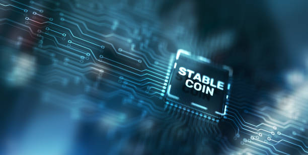 moneta stabile. stablecoin criptovalute prezzo di mercato stabile valore della moneta valuta - stalla di mercato foto e immagini stock