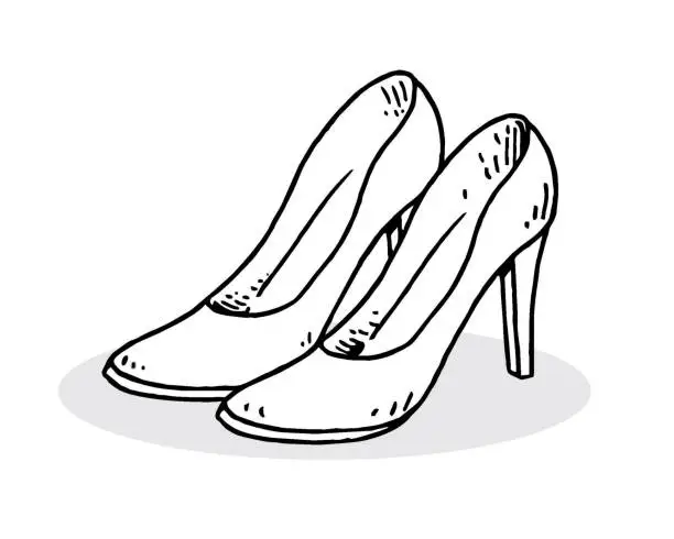 Vector illustration of Hand drawn high heels illustration