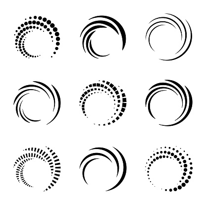 Set of different circles. Abstract design elements. Round vector geometric shapes.