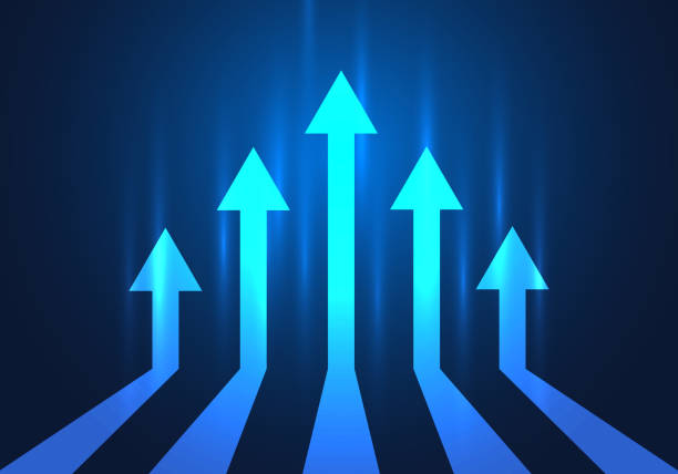 istock Up arrow Refers to doing business with competition in order to win and be a leader in that business. Companies must always work to keep up with people's needs. 1482532812