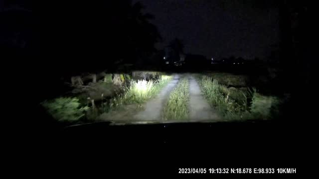 Driving  on rural road in the forest at night