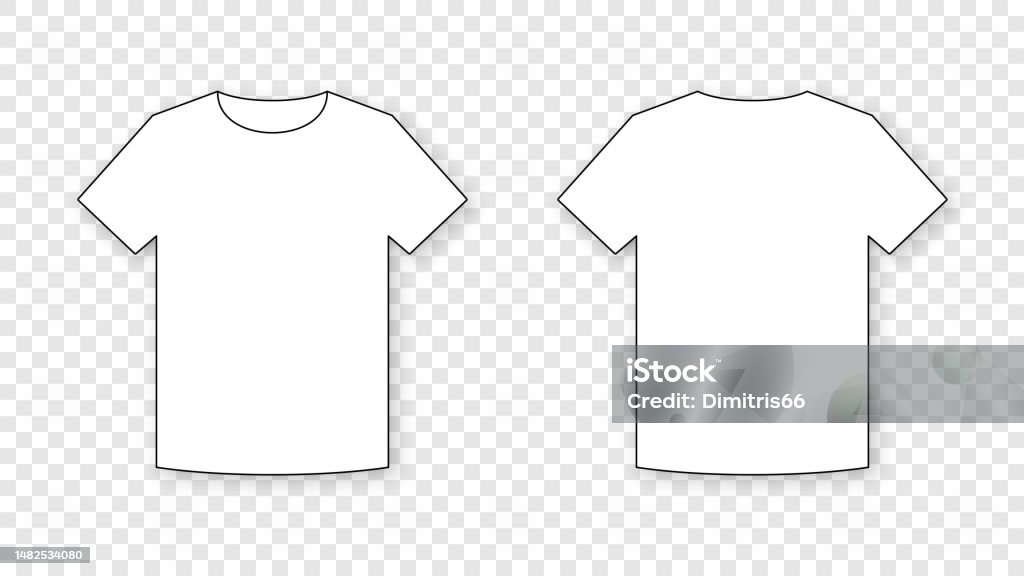 Tshirt Outline Front And Back View On Transparent Background Stock