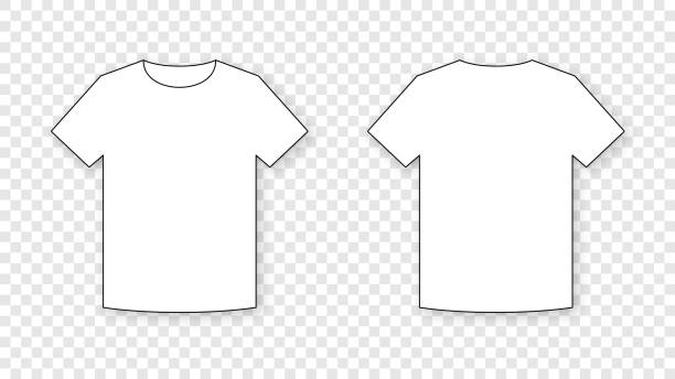 T-shirt outline. Front and back view on transparent background. Simple t-shirt with editable stroke. Carefully layered and grouped for easy editing. white t shirt silhouette stock illustrations