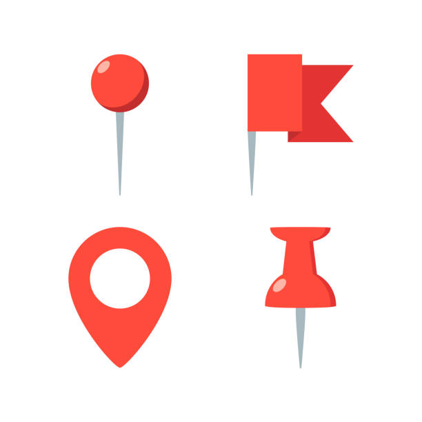 stockillustraties, clipart, cartoons en iconen met location and map pin icon set - kaartspeldpictogram