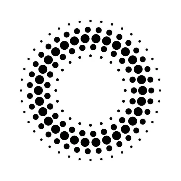 Vector illustration of Circle half tone on white background