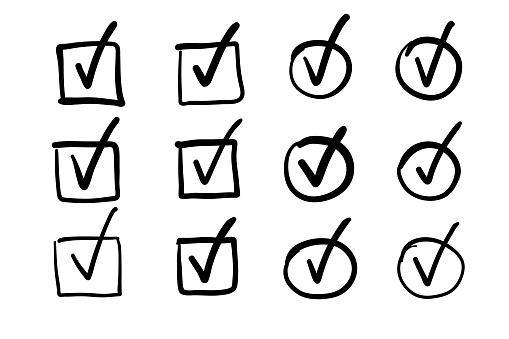 Vector hand drawn checkmarks. Carefully layered and grouped for easy editing.