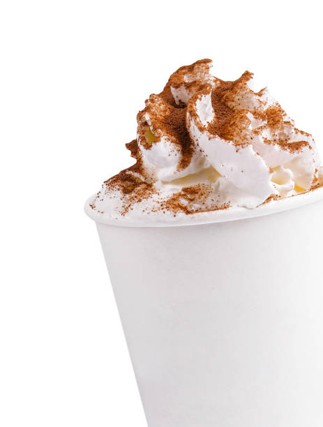 istock Latte coffee with whipped cream isolated 1482537910