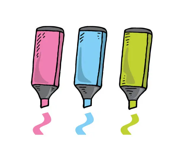 Vector illustration of 3 different markers vector illustration