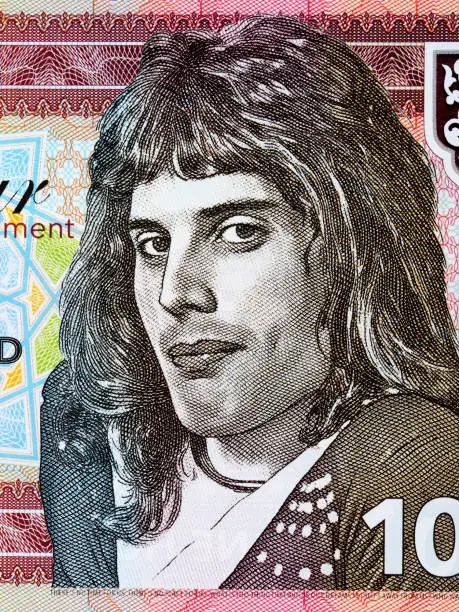 Photo of Freddie Mercury a portrait from money