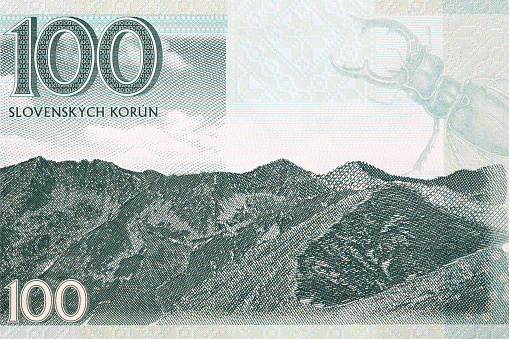 Mountain view from Slovak money - koruna
