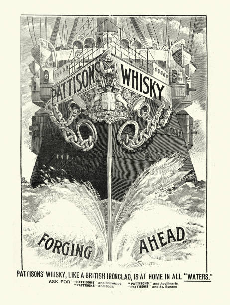 Old Victorian advert for Pattisons whisky a blended Scotch whisky, 1890s, 19th Century vector art illustration