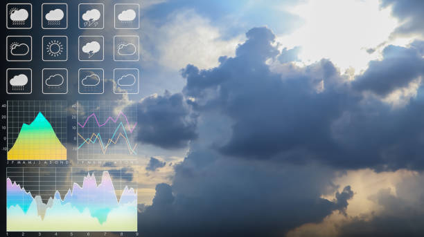 istock Dramatic atmosphere panorama view of beautiful cloudscape with graph and chart on freshness bright summer blue sky background for meteorology weather forecast presentation backdrop. 1482545359