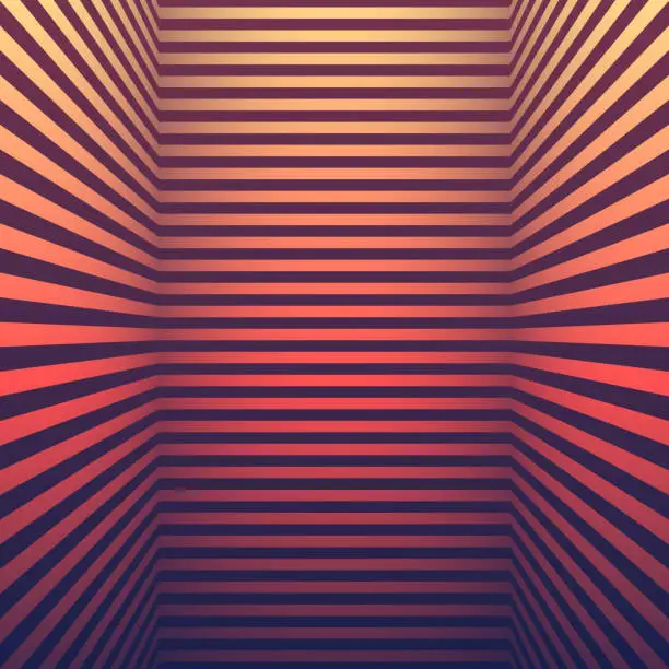 Vector illustration of Abstract striped background and Red gradient - Trendy 3D background