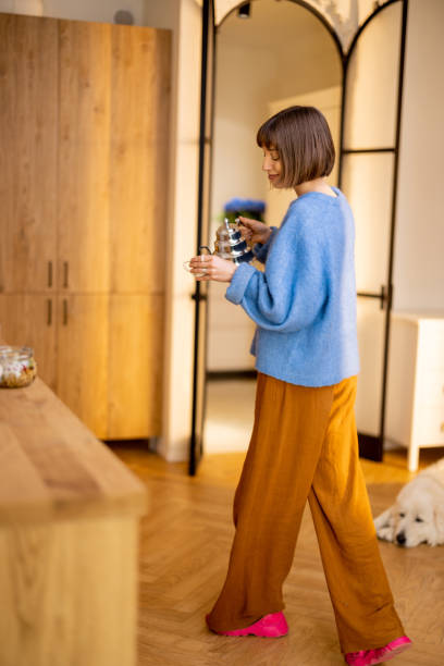 istock Woman spending leisure time on kitchen at home 1482558141