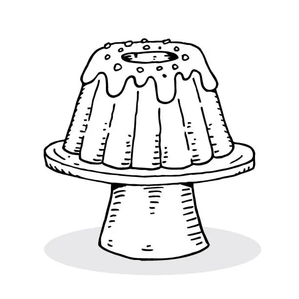 Vector illustration of Hand drawn pound cake