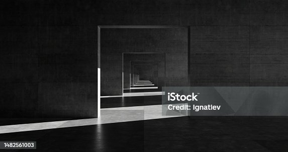 istock The endless square concrete tunnel 1482561003
