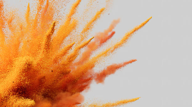 Explosion of red paint on a white background stock photo