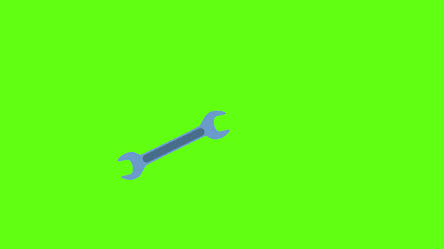 Metal wrench. Loop animation of a wrench tightening a nut, on a transparent background. Tools. Working tool of a plumber, house worker, locksmith, or mechanic. 2d flat animation. Alpha channel