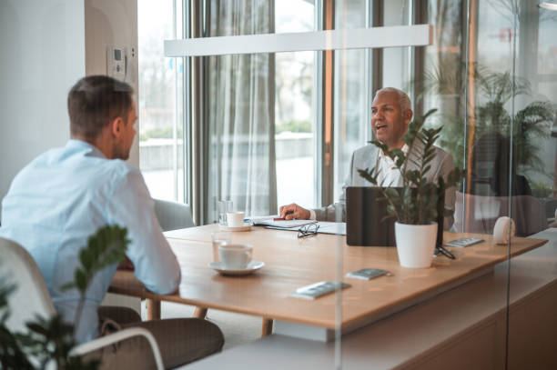 istock Caucasian Businessman At A Job Interview In A Modern Office 1482570279
