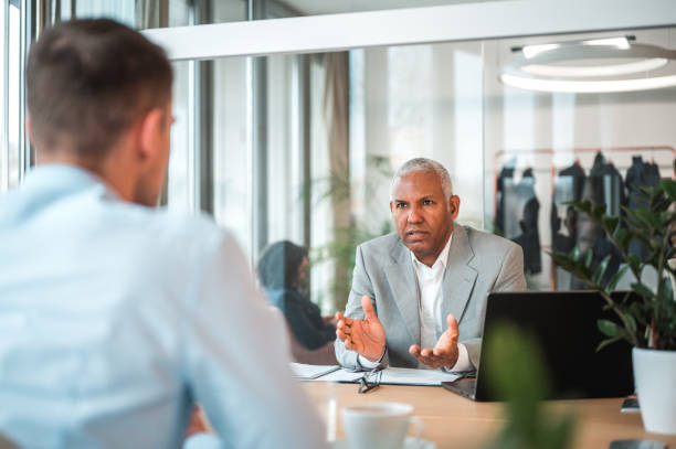 istock Caucasian Businessman At A Job Interview In A Modern Office 1482570282